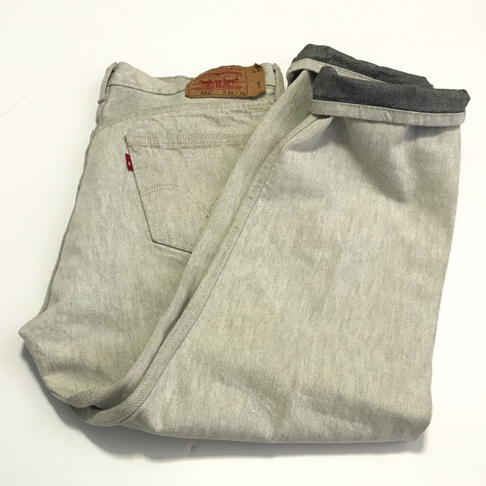 Levis 501 Mens 38 x 28 White Wash Denim Jeans